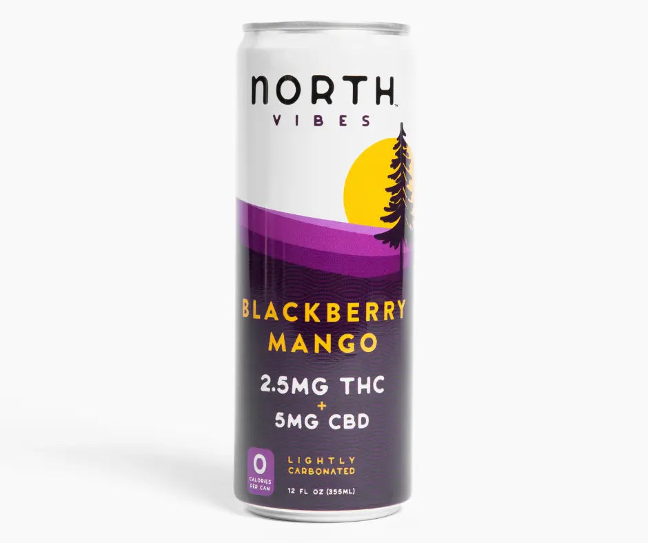 North Vibes Blackbery Mango THC and CBD Seltzer