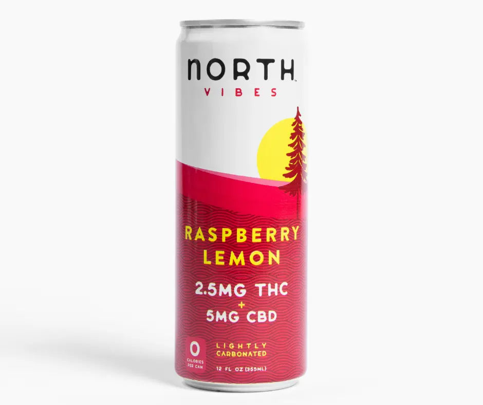 North Vibes Raspberry Lemon THC and CBD Seltzer